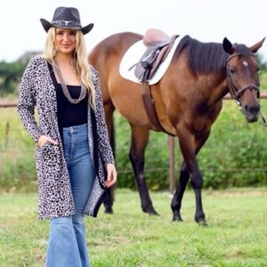 Cheetah long cardigan sweater